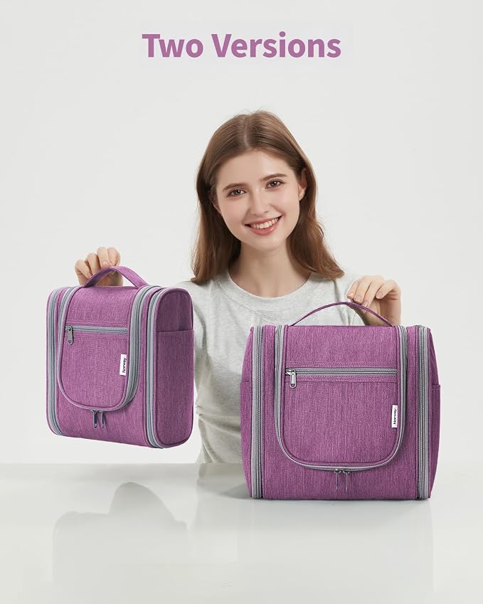 Narwey Small Hanging Toiletry Bag Women Travel Makeup Bag Organizer Toiletries Bag for Travel Size Essentials Accessories Cosmetics (Medium, Dark Purple) - Image 8