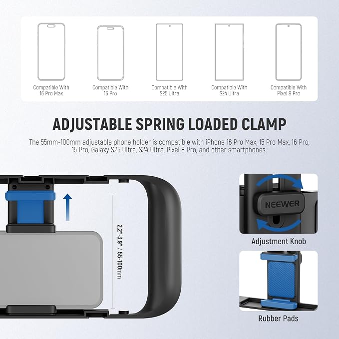 NEEWER Mobile Phone Cage Video Rig Compatible with iPhone Samsung Galaxy Android, Mobile Phone Holder Stabiliser Cage with Cold Shoe and 1/4 Inch Thread for Video Recording and Films, A104 - Image 3
