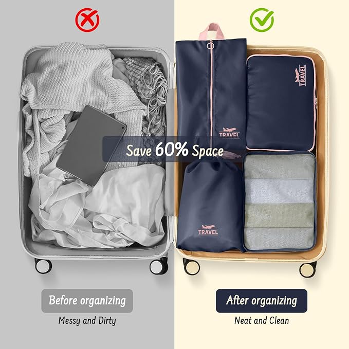 Packing Cubes for Travel - 8 Set Luggage Organizer Bags for Family, Mesh Breathable Packing Cubes for Suitcases Durable Travel Essentials Bags Set - Image 7
