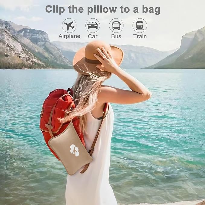 Travel Blanket and Pillow Compact, Premium Soft 2 in 1 Airplane Blanket with Soft Bag Pillowcase，Hand Luggage Sleeve and Backpack Clip (Brown) - Image 3
