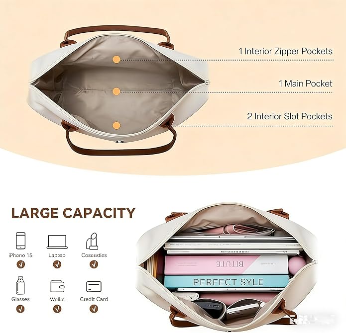 Large Tote Bag for Women Work, Lightweight Nylon Laptop Tote Handbag Purse Carryall with Compartments, Waterproof Travel bag | foldable tote bag - Image 5