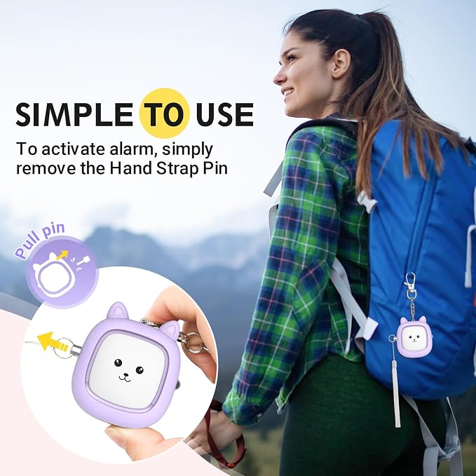 Safe Sound Personal Alarm, 130 dB Loud Siren Song Emergency Security Alarm Keychain with LED Light, Personal Sound Safety Siren for Women, Men, Children, Elderly(Purple) - Image 5