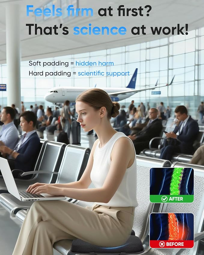 Airplane Seat Cushion | Foldable Cooling Gel Memory Foam with Pressure Relief for Long Flights - Image 2