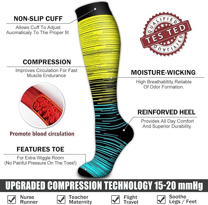 6 Pack Copper Compression Socks for Women and Men Circulation-Best Support for Medical,Running,Nursing,Athletic - Image 5