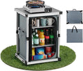 VEVOR Folding Camping Storage Cabinet, Outdoor Portable Aluminum Lightweight Table, Quick Set-up Compact Kitchen Cook Station, with 3 Shelves and Carry Bag, for Picnic, BBQ, Camping, RV Traveling by VEVOR