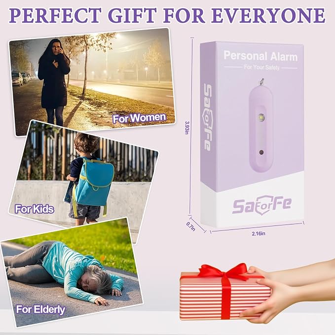 Personal Safety Alarm - Waterproof Rechargeable Security Alarm - 140dB Extra Loud Siren & Strobe Light - Self Defense Keychain - Gift for Women, Teenagers, College Girls, Seniors(Wisteria) - Image 6