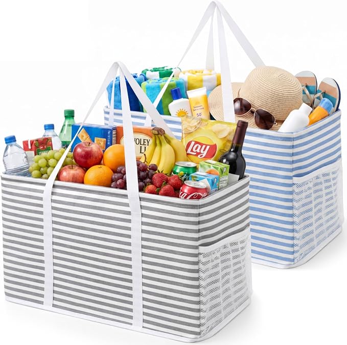 Lifewit Extra Large Tote Bag, Reusable Grocery Bags with Metal Wire Frame and Handles by Lifewit