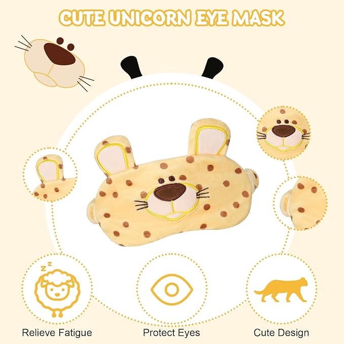 Cirorld Travel Pillow for Kids Adult Cute Neck Pillow for Traveling Memory Foam Airplane Pillow Sleep Mask Animal Flight Pillow Head Rest Neck Support for Cars Long Flights (Yellow Leopard, 9-12 Y/O) - Image 6