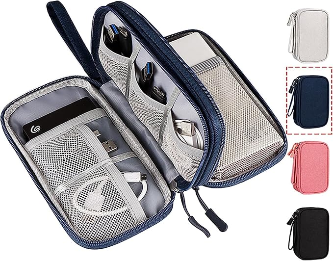 CAOODKDK Electronic Organizer Travel Cable Accessories Bag, Electronic Organizer Case, Electronic Accessories Organizer Bag for Power Bank, Charging Cords, USB Cable, Earphones (Navy Blue) by Unknown