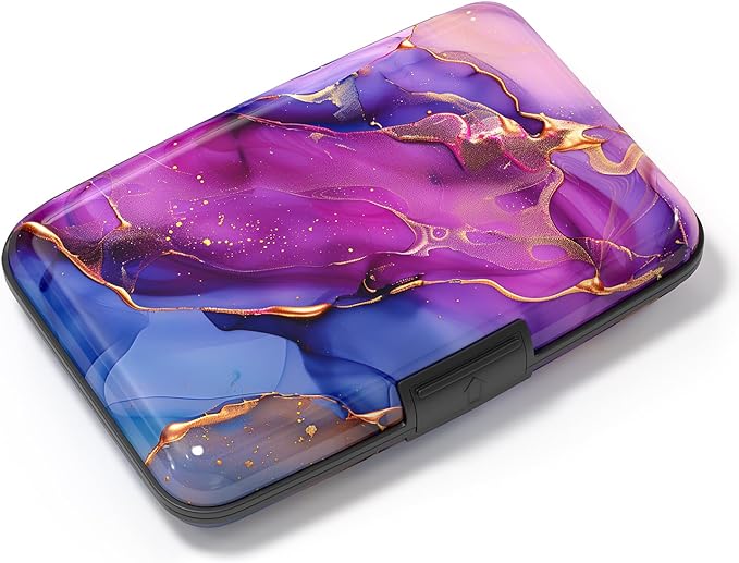Card Holder Credit Cards Holder for Women RFID wallet women Business Card Holder Wallet Mini Aluminum Card Wallet RFID Blocking Slim Metal Hard Card for Women, Marble Patterns by Atufsuat
