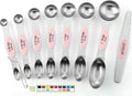 Spring Chef Stainless Steel 8 Magnetic Measuring Spoons Set, Pink Lemonade | Dual Sided Metal Teaspoon & Tablespoon Measuring Spoons with Leveler for Dry & Liquid Ingredients, Fits in Kitchen Spice Jars by SpringChef