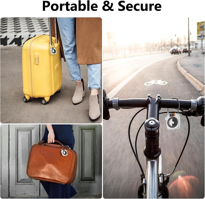 Compatible with Apple AirTag Secure Lock with Wire Cable, 3-Digit Combination Luggage Locks, Alloy Body Ultra Durable Anti-Lost Protective Case for Luggage, Suitcase (White*4) - Image 7