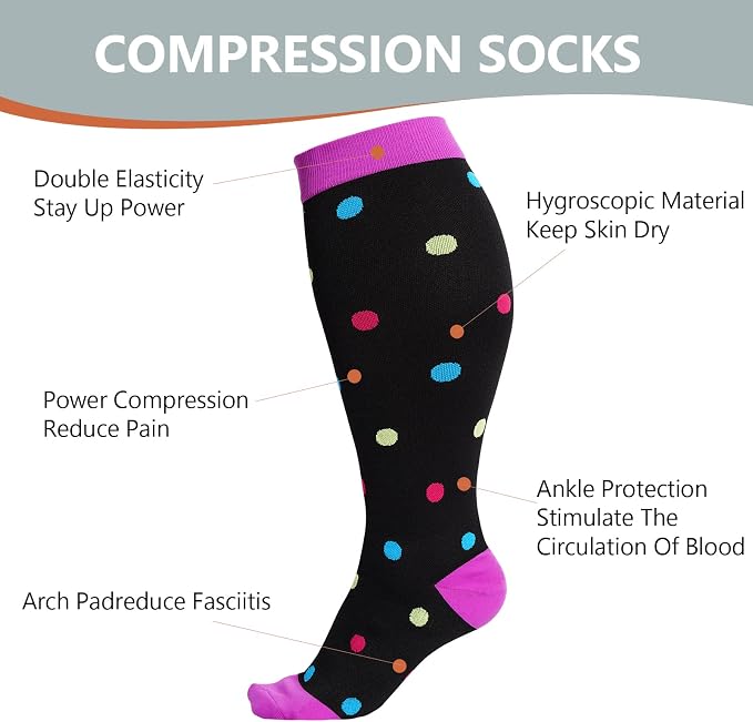 Abodhu Plus Size Compression Socks for Women& Men 15-20mmHg Wide Calf Knee High Socks - Image 5