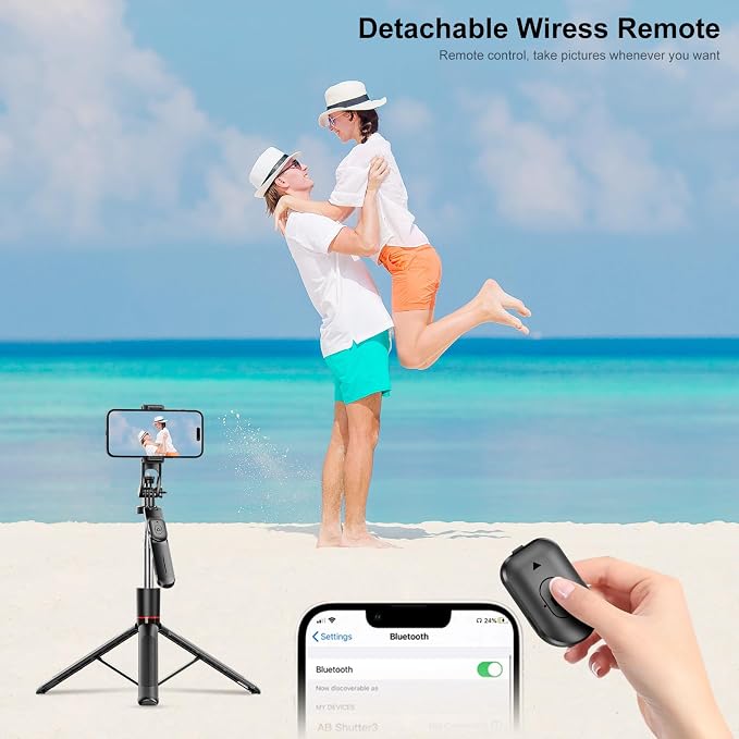 67" Selfie Stick Tripod for iPhone with Remote Control, Phone Holder and 1/4” Screw, Extendable Travel Essentials Tripod for Cell Phone, Camera, Phone Stand for Video Recording - Image 6