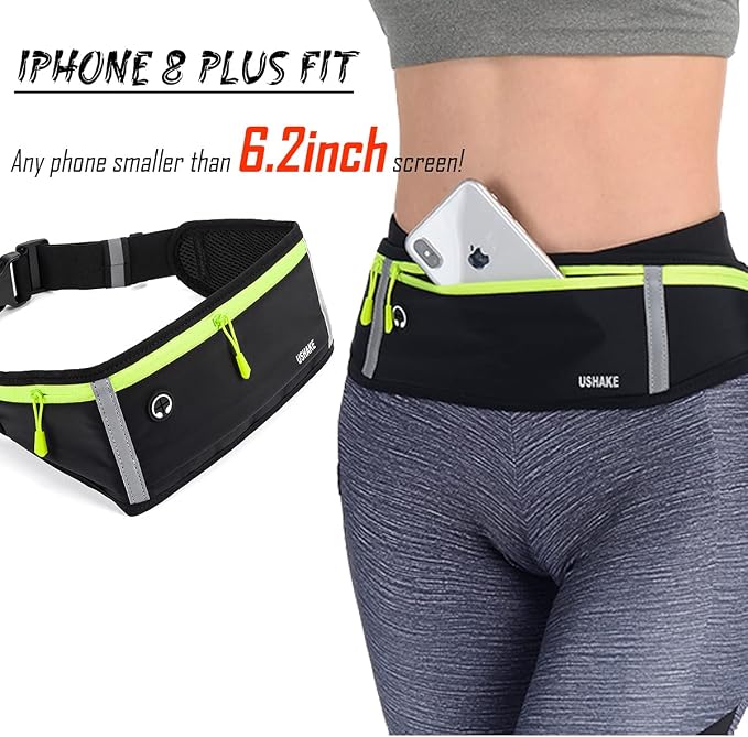 USHAKE Slim Running Belt, Workout Fanny Pack for Men Women,Exercise Waist Pack for Apple iPhone Holder, Runner Belt for Running Walking Cycling Camping Gym - Image 7