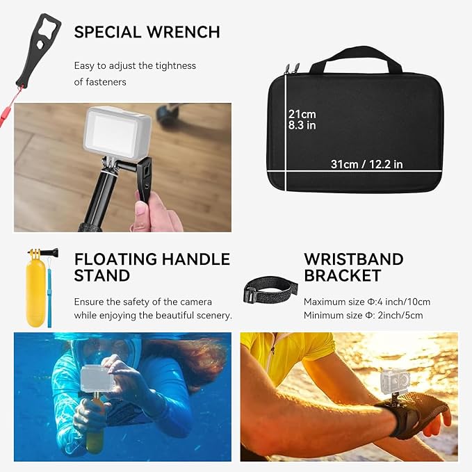 50 in 1 Action Camera Accessory Kit Compatible with Gopro Hero 12 11 10 9, DJI OSMO 4 3 2, Insta360 X3 X2 GO 3, SJCAM, DBPOWER, Campark, Sony Sports DV - Image 6