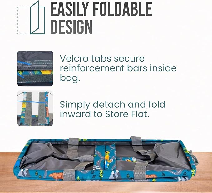 Extra Large Utility Tote Bag - Oversized Collapsible Reusable Wire Frame Rectangular Canvas Basket With Two Exterior Pockets For Beach, Pool, Laundry, Car Trunk, Storage - Camping - Image 6