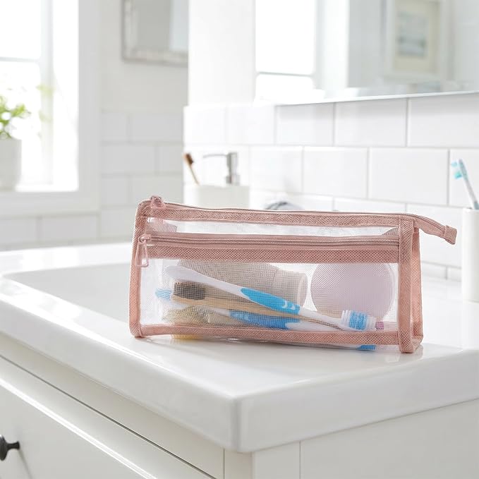 4 Pcs Mesh Toothbrush Travel Bag, 8.6 X 3.9 Inch Portable Mesh Toothbrush Pouch With Zipper, 4 Colors Square Tooth Brush Bag For Storage Toothbrushes,Toothpastes,Makeup Brushes,Pencil - Image 6