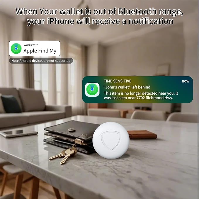 Air Tracker Tags (iOS Only) 2 Pack, Air Tag, 2-Year Replaceable Battery Bluetooth Tracker Compatible with Apple Find My, Item Finder Smart Tag for Keys, Luggage - [Apple Find My Certified] - Image 5