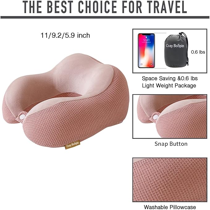 Travel Pillow - Neck Pillow for Traveling, Memory Foam Portable Support Pillow,Comfortable and Lightweight Quick Pack for Camping,Sleeping Rest Cushio (Pink) - Image 4