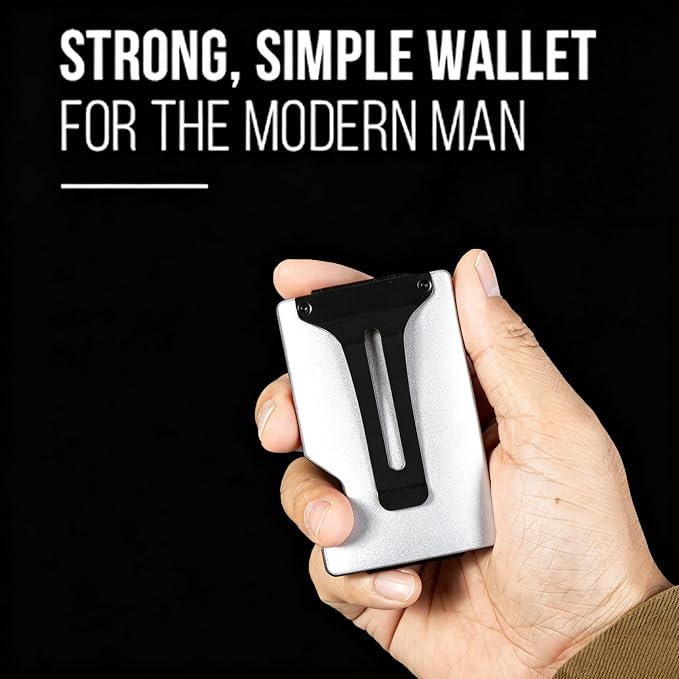 Slim Wallet for Men,RFID Blocking Minimalist Metal Wallet, Money Clip/Cash Holder, Front Pocket Aluminum Credit Card Holder, Ideal Gift for Men,Matte Silver - Image 3