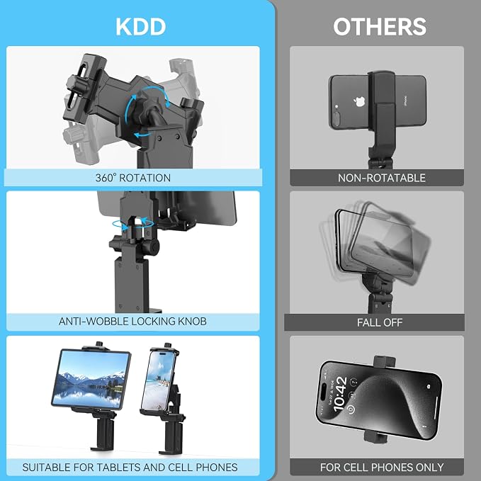 KDD Airplane Tablet Holder Mount, Adjustable Travel Essentials iPad Phone Stand with 360 Degree Rotation, Portable Tesla Model 3/Y Car Headrest Mount Compatible with iPad, Cell Phone - Image 7