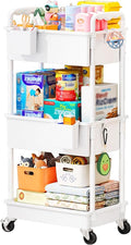 SUNALLY Baby Diaper Caddy Cart,3 Tier Rolling Diaper Cart for Nursery,White | Large Capacity & Easy Assemble Diaper Storage Organizer with Lockable Wheels for Newborn, New Mom, Baby Girl Boy Essentials by SUNALLY