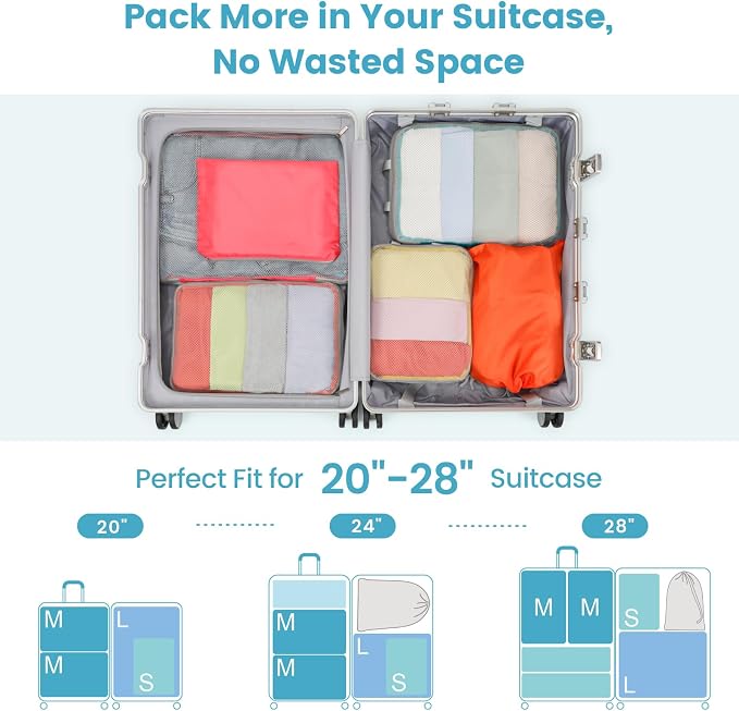 Cambond Compression Packing Cubes for Travel - Luggage Suitcase Organizer | Compression Zip Design for Space-saving, Expandable, Lightweight, Keep Clothes Sorted, Luggage Space Tidy, Carry on Pack Fast - Image 9