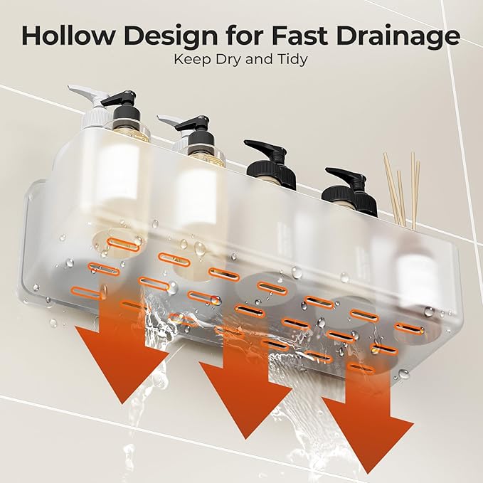Orimade Shower Caddy 3-Pack, No-Drill Adhesive Shelves for Bathroom, Rustproof ABS Storage Organizer Set, Clear - Image 5