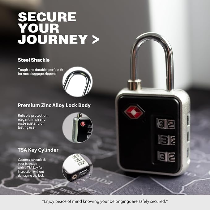Luggage Locks TSA Approved, Combo Lock for Gym Locker, Small Combination Padlock, TSA Padlocks for Luggage, Travel Suitcase, Gun Case, Backpack Zipper, Ammo Can, Toolbox, Storage Box, Bag - Image 5