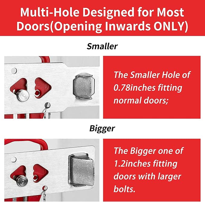 Rerishom Portable Door Lock, Hotel Travel Door Lock Security for Home, Red | Hotel Safety Device for Door Security, Portable Lock for Hotel Room, Apartment, College Dorm and Travel - Image 2