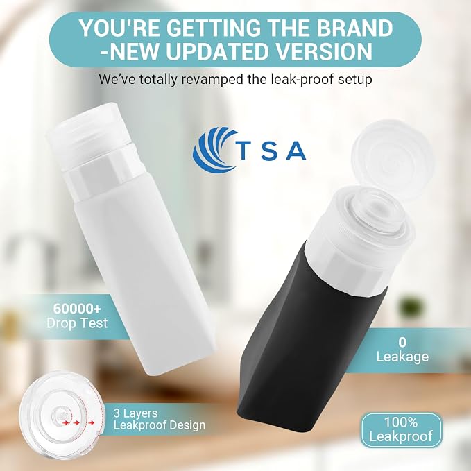 Travel Bottles Leak Proof,3 oz TSA Approved Silicone Squeezable, Refillable Containers Set for Toiletries Shampoo Conditioner Lotion (travel bottles black) - Image 3