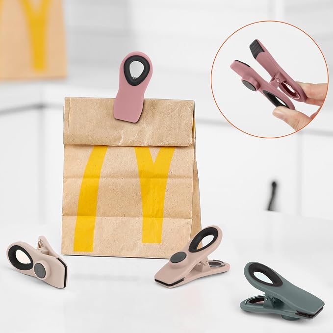 Chip Clips, Magnetic Bag Clips with Air Tight Seal for Food Storage, 12 Pieces, Neutral Color - Image 5