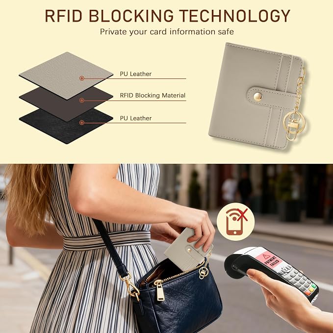Jogjam Grey Small Women Wallet, Rfid Slim Thin Compact Credit Card Holder | PU Leather Bifold Cash Zipper Coin Pocket ID Window, for Female Ladies Teen Girls Girly Gifts - Image 3