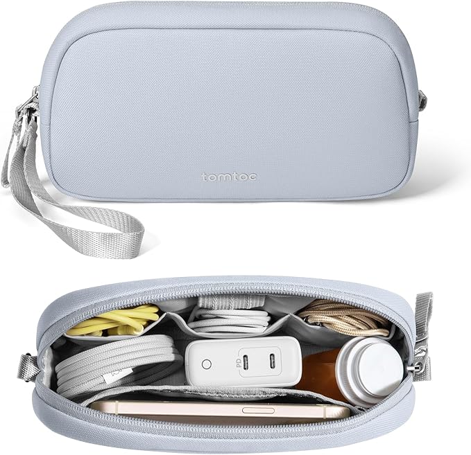 tomtoc Electronics Organizer Travel Case, Cable Organizer for Essentials | Water Resistant Tech Pouch Accessories Travel Bag Carry Storage for Cord, Phone, Cables, Airpods, USB Drive, Daily Items by tomtoc