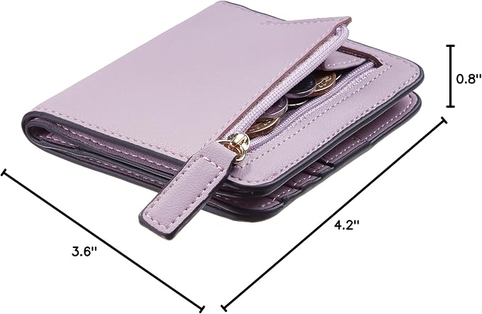 Gostwo Small Wallet for Women, Slim Bifold Credit Card Holder, Compact RFID Blocking Cash Wallet, Billfolds Thin Leather Zipper Pocket, Mini Wallet Gift for Ladies Teen Girls Travel with ID Window - Image 7