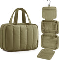 BAGSMART Travel Toiletry Bag for women, Portable Hanging Hook Makeup Bag Organizer, Waterproof Makeup Cosmetic Bag, for Full-Size Accessories, Toiletries,Olive green by BAGSMART