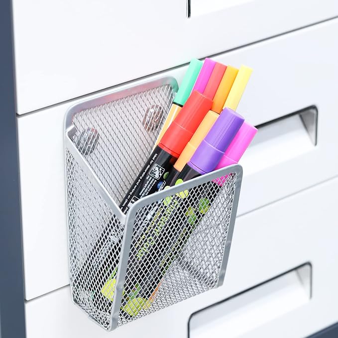 Magnetic Pencil Holder,Mesh Stainless Steel Pen Basket, Metal Writing Utensil Storage Organizer for Whiteboard,Blackboard,Kitchen, Locker, Home, or Office | Metal Writing Utensil Storage Organizer for Whiteboard,Blackboard,Kitchen, Locker, Home, or Office - Image 7