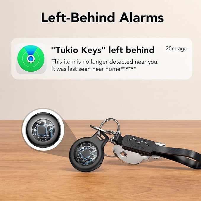Air Tracker Tag-1 Pack (iOS Only), Smart Key Finder for Bag, Luggage | [MFi Certified] Wireless Bluetooth Tracker Tag for Apple Find My, Replaceable Battery, 100dB Sound, IP67 Waterproof, Black - Image 2