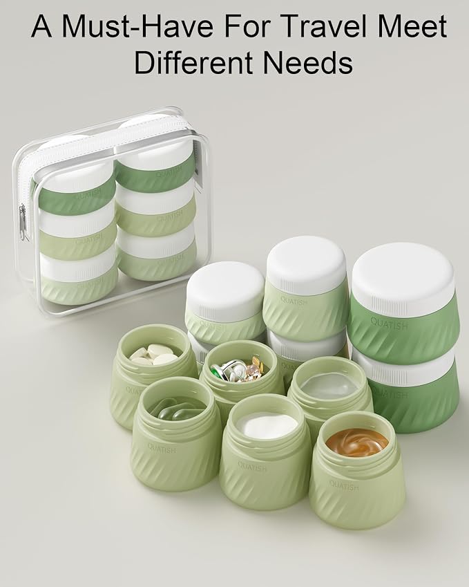 Quatish 6 Pack Travel Size Containers for Toiletries, 3oz, Evergreen | Leakproof, TSA Approved Silicone Jars, Easy to Clean, Portable Travel Essentials for Lotion Cosmetics Medicines and Jewelry - Image 6
