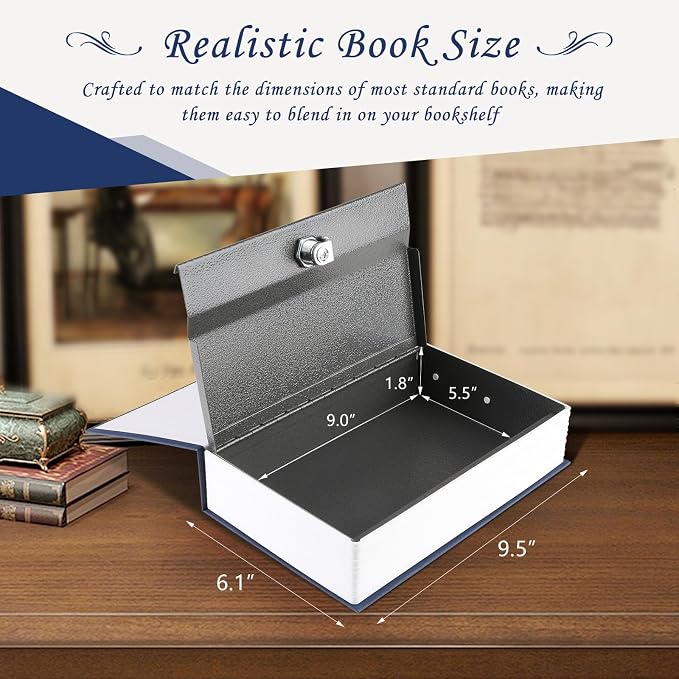 Tahoe trails Book Safe with Key Lock, Portable Metal Safe Box, Dictionary Diversion Book Safe,Secret Book Hidden Safe,9.5" x 6.1" x 2 .2" - Image 5