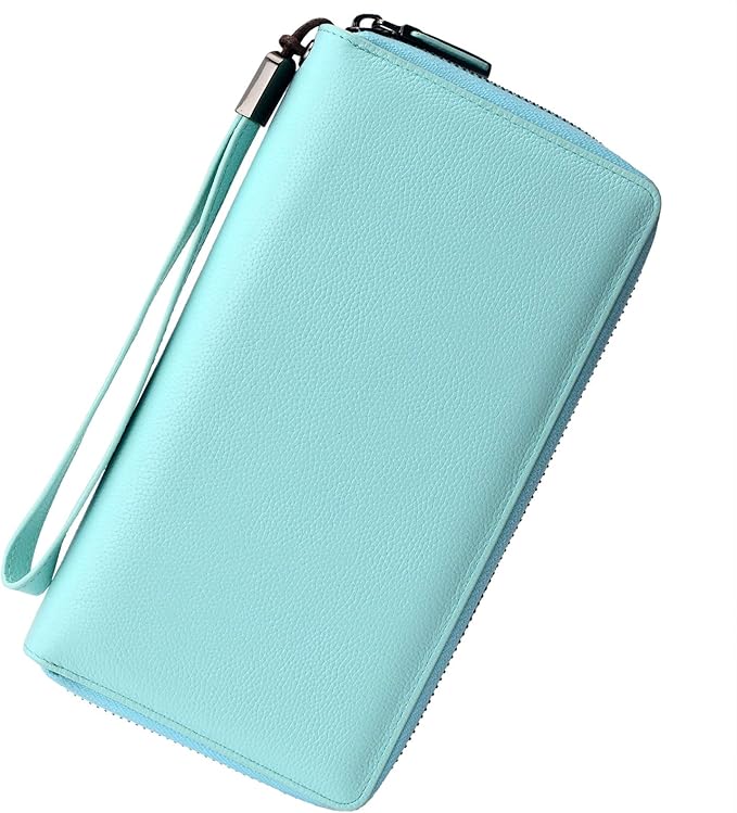 Bveyzi Women RFID Blocking Wallet Leather Zip Around Phone Clutch Large Capacity Ladies Travel Purse Wristlet by Bveyzi