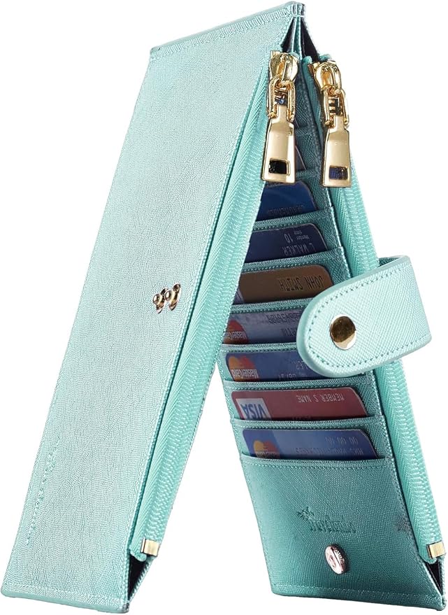 Travelambo RFID Wallet Women Large Size Bifold Multi Card Wallet Case with Zipper Pocke Credit Card Holder for Women by Travelambo