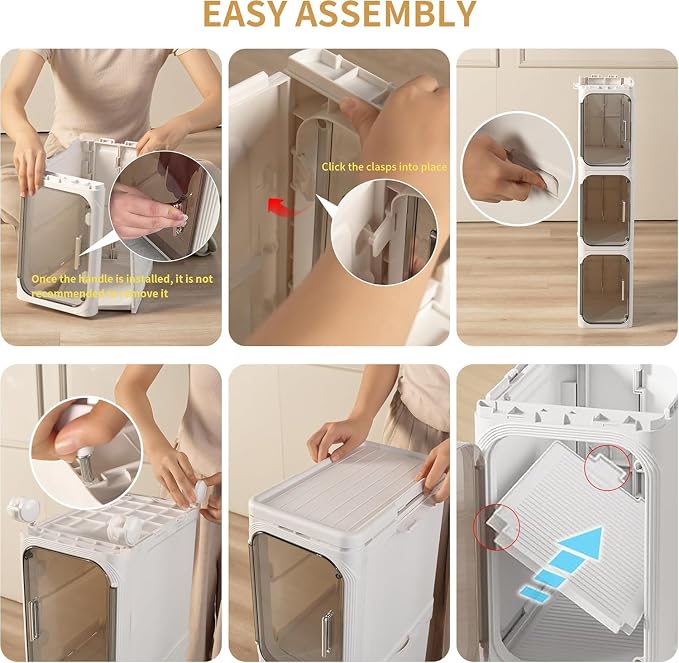 2-Tier Slim Narrow Bathroom Storage Cabinet, Cream White | Tool Free Assembly, Adjustable Shelves, Fits for Narrow Spaces, Reinforced Stability, Magnetic Clear Door - Image 6
