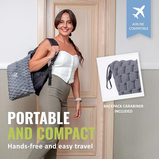 Packable Travel Blanket for Airplane, Car - Compact Office Blanket - Portable Pillow for Adults, Kids with Case, Luggage Sleeve, Backpack Clip - Image 3