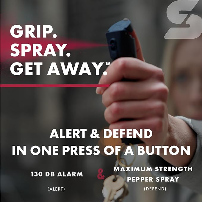 Sabre 2-in-1 Pepper Spray with 130dB Personal Alarm, Alert and Defend with One Press, Fast Flip Top Safety with Finger Grip and Tuck-Away Keyring, Maximum Strength, UV Marking Dye - Image 3