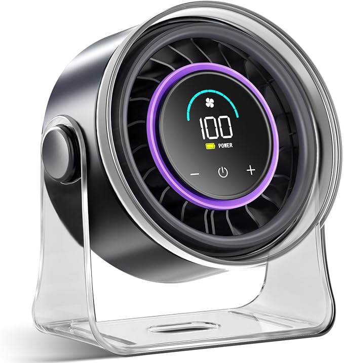 FRONTSUN Portable Desk Fan,Quiet Fan for Bedroom,Portable Fan withTurbo Airflow,Fans with 100 Speeds Digital Display, 360° Tilt,Rechargeable Battery Powered Fan,Small Fan for Home by FRONTSUN