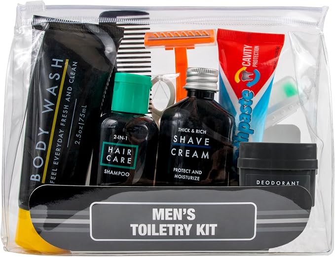Trail maker Men’s Travel Toiletry Bag with Supplies, 13 Piece Travel Size TSA Compliant Oral Care and Grooming Essentials Kit by TrailmakerBuiltforLife%E2%80%99sAdventuresBigandSmall
