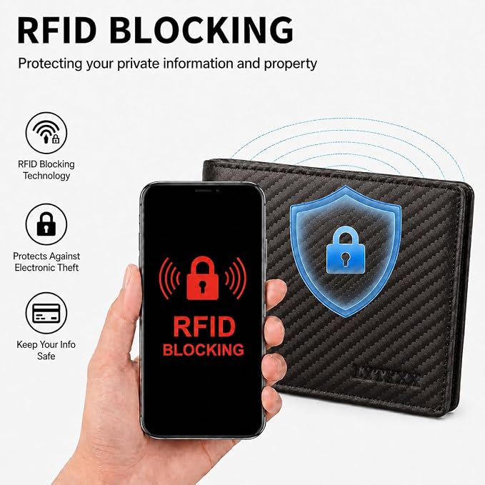 Wallet for Men Slim RFID Blocking Genuine Leather Bifold Mens Wallet | Front Pocket Credit Card Holder with 2 ID Windows, Holds 12 Cards & Cash Minimalist Thin Wallet, Gifts for Men - Image 3