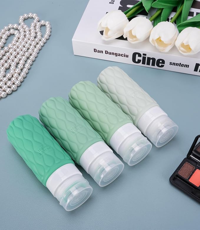 3.4oz Silicone Travel Bottles for Toiletries Refillable Liquid Accessories | for Shampoo and Conditioner, TSA Approved Leakproof Squeeze Bottles Travel-friendly with Labels/Clear Bag - Image 5